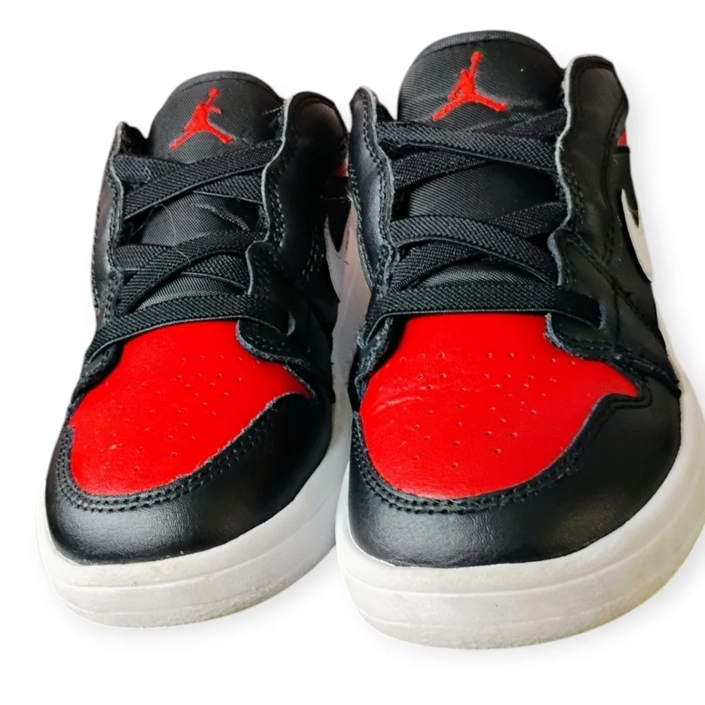 Jordan 1 Low Alt Black Red White Velcro Toddler Size 12C